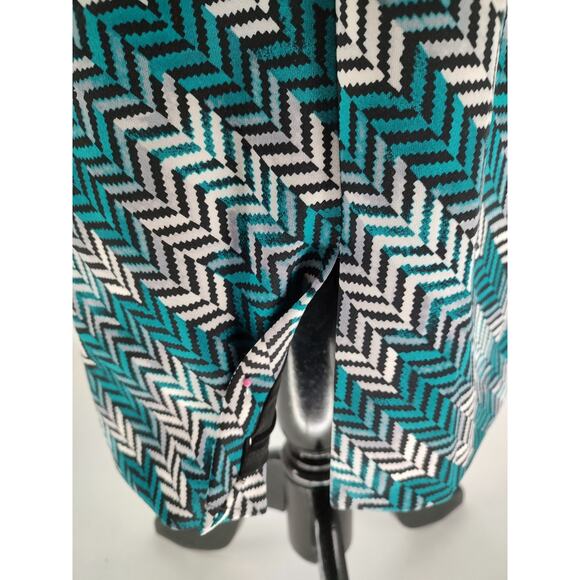 White House Black Market Turquoise Herringbone Sheath Dress SZ. 8 Back Zip Lined - Picture 8 of 14